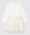 Abito bambina a maniche lunghe in cotone e tulle bianco MARSHMALLOW/grigio ARGENT